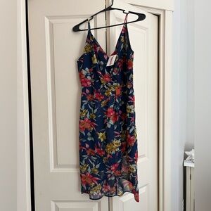 Love Tree Navy Floral Midi Dress